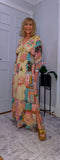 Ember Boho Maxi Dress – Multicoloured Viscose Patchwork Dress