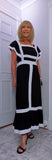 Waverley  Dress – Black Midi Dress with White Block Edge