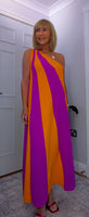 Tate Dress – Magenta & Orange Asymmetric Maxi Dress