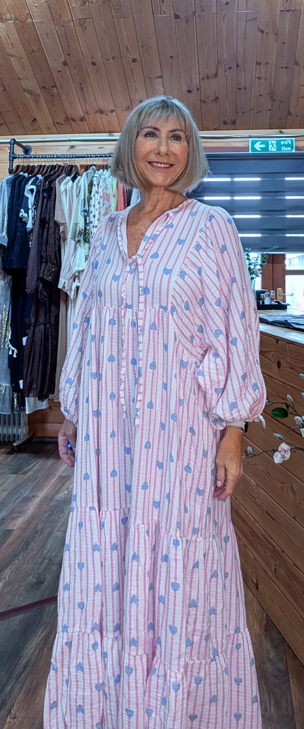 Cassie Cotton Boho Maxi  Smocked Dress in Pink 