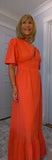 Claire Cotton Boho Dress – Tie Back Midi in Coral or Terracotta | UK 8-14