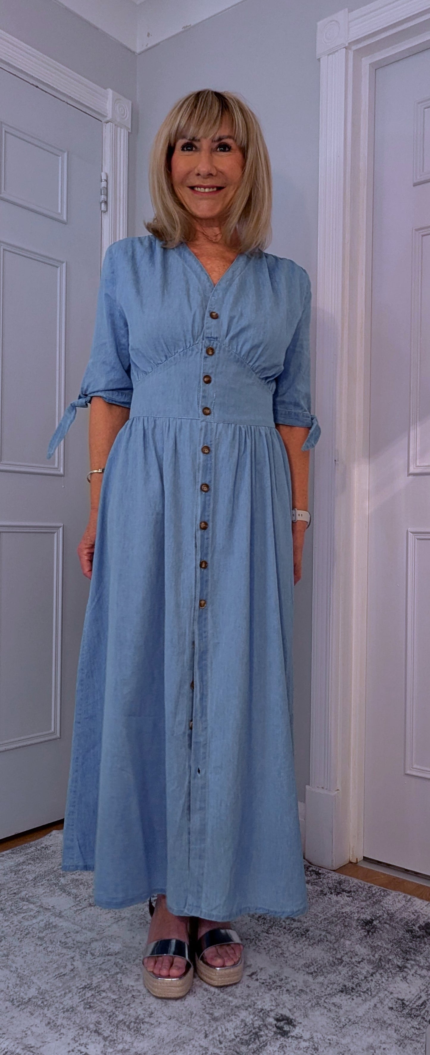 Binty Blue Denim Shirt Midi Dress