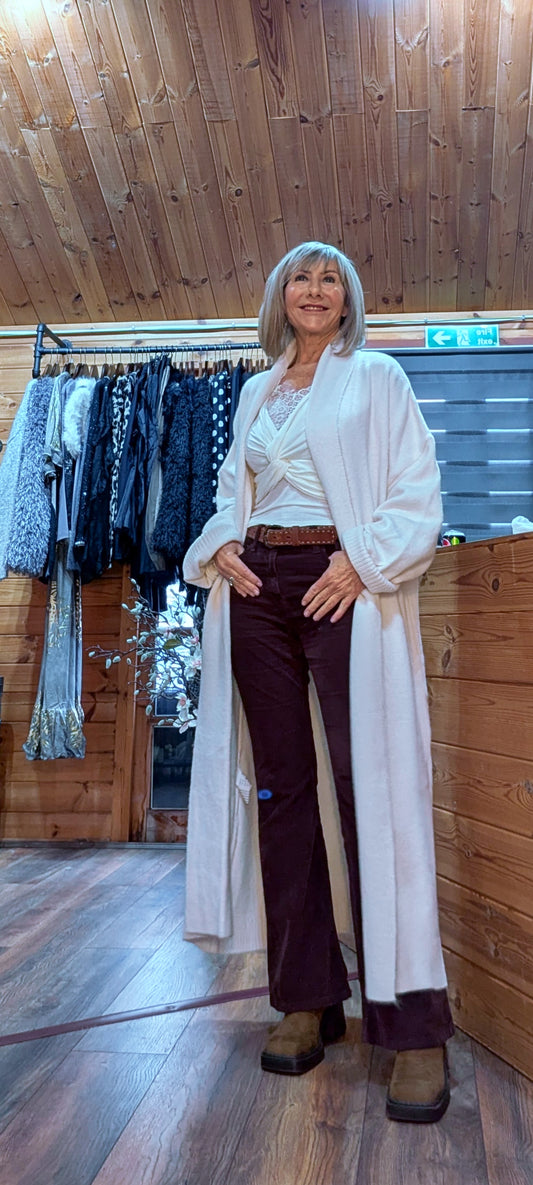 Lara Chunky Oversized Long Cardigan- Ivory