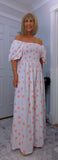 Candy Off - Shoulder Puff Sleeve Dress with  Shirred Bust
