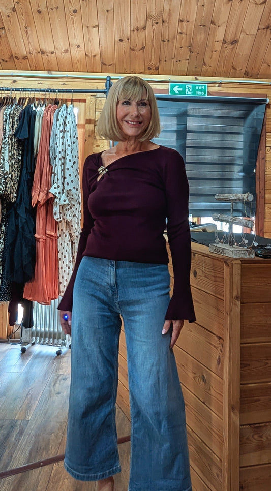 Purdy Asymmetric Neckline Knit Top