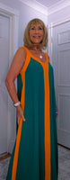 Helena Sleeveless  Maxi Dress – Magenta - Green - Ecru