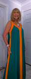 Helena Sleeveless  Maxi Dress – Magenta - Green - Ecru
