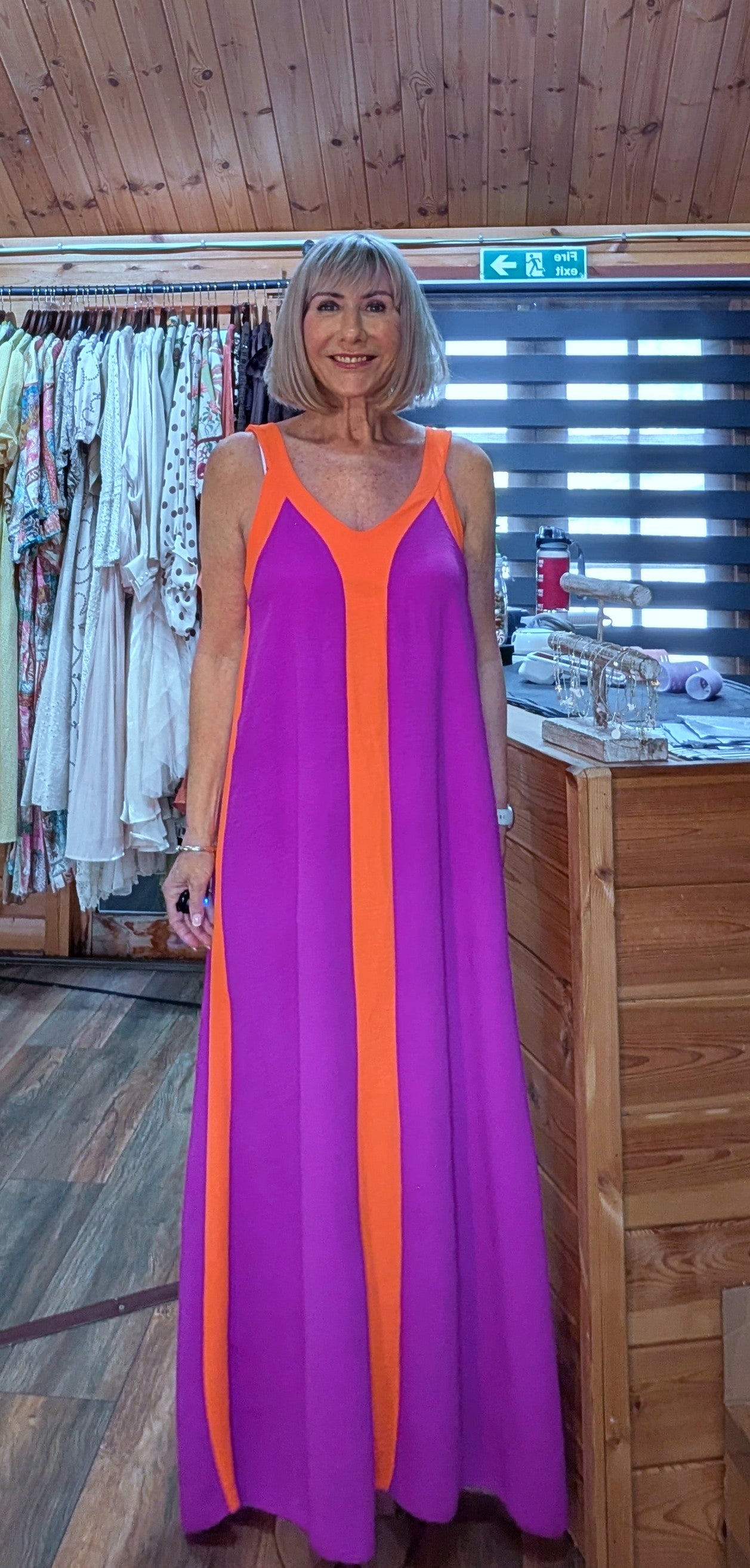 Helena Floaty Maxi Dress – Magenta-Black