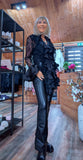 Vivienne Black Lace Blouse – Satin Ruffle Detail & Flared Sleeves