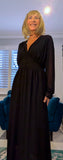 Charity Statement Dress –Slight  Plunge Front with Chunky Waist & Frill Cuffs