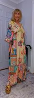 Ember Boho Maxi Dress – Multicoloured Viscose Patchwork Dress