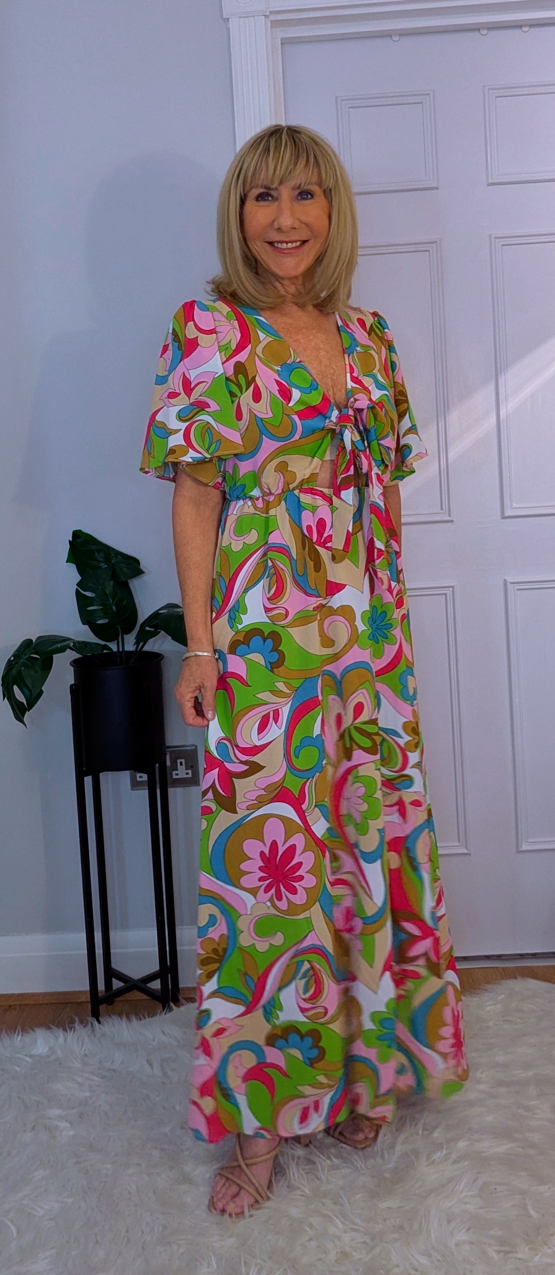 Flora Dress Maxi Silky Summer Dress in Pink or green