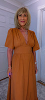Claire Cotton Boho Dress – Tie Back Midi in Coral or Terracotta | UK 8-14