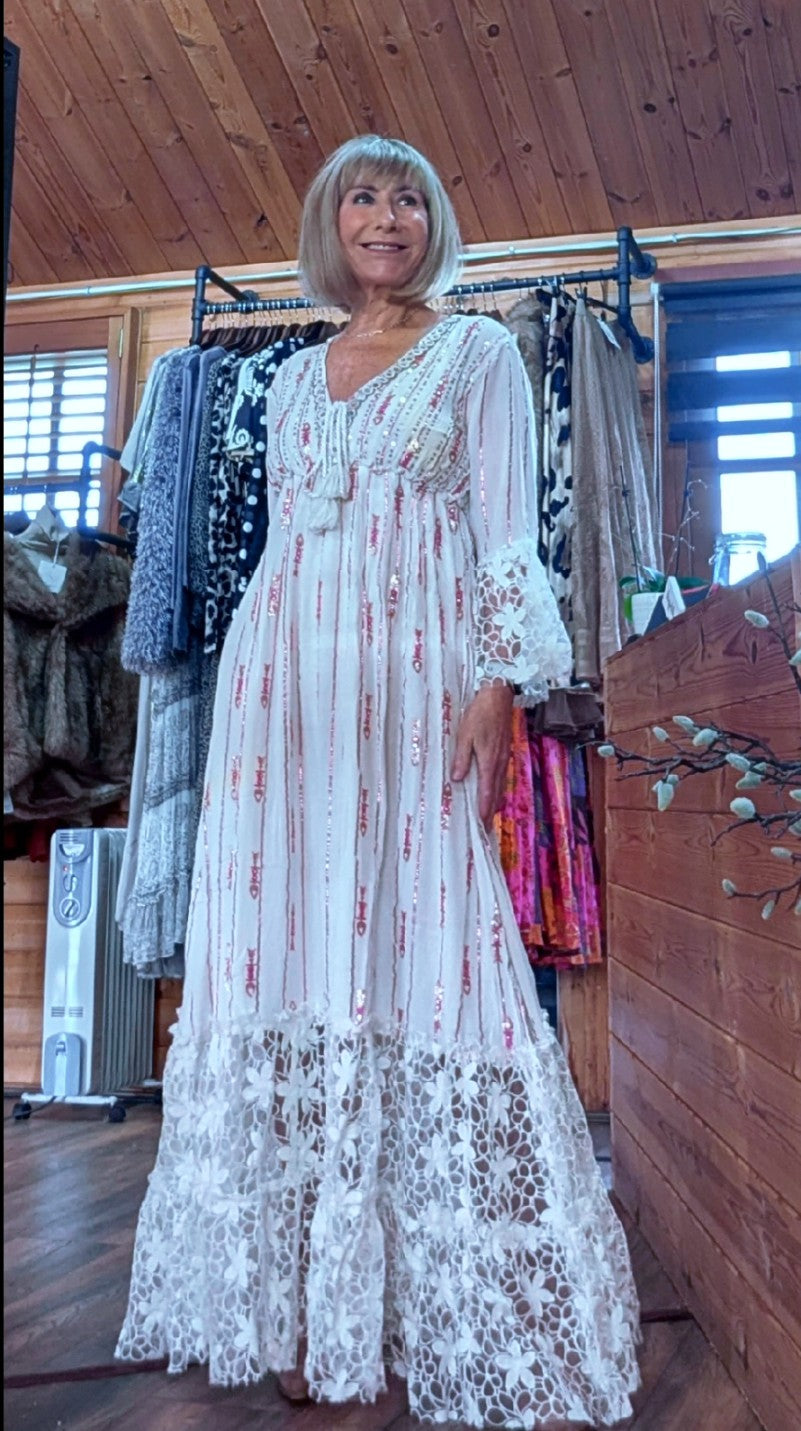 Women’s relaxed boho  maxi  gypsy dress made in India