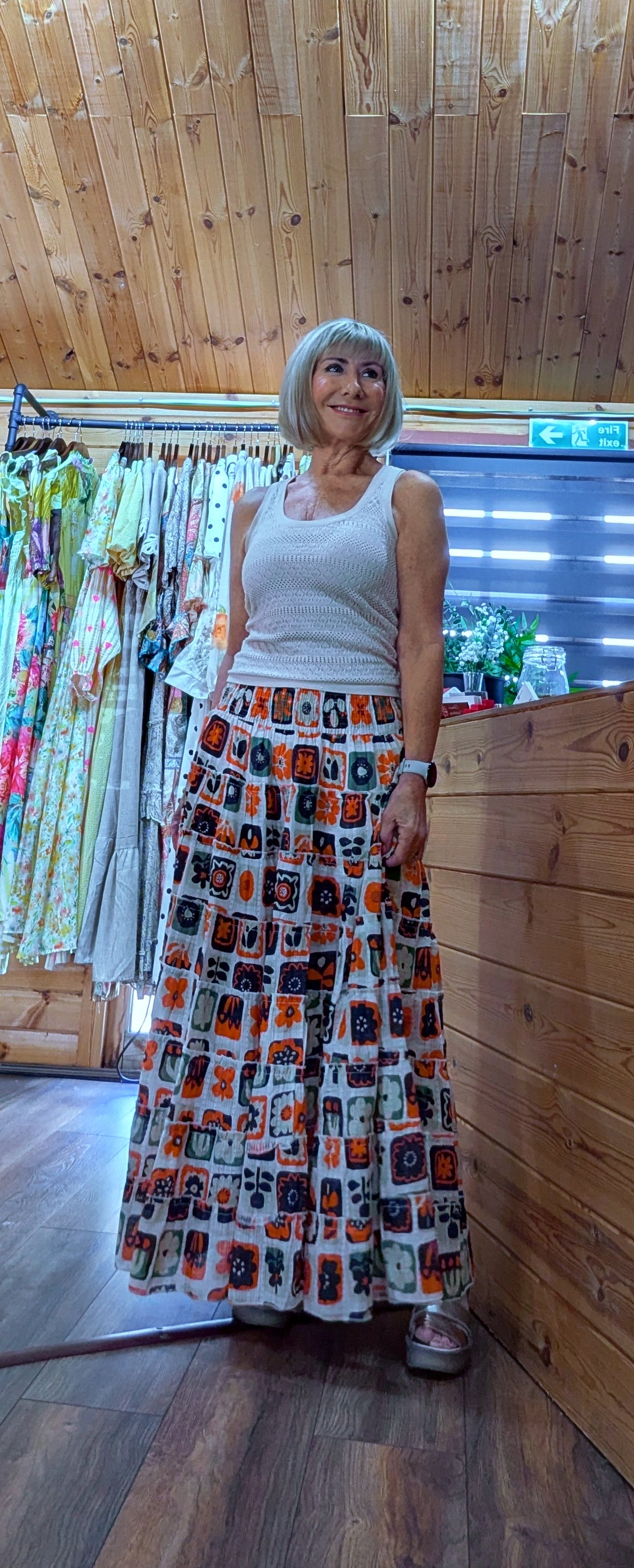 Layla printed summer skirt one size 36 to 46 styled by ditsydi