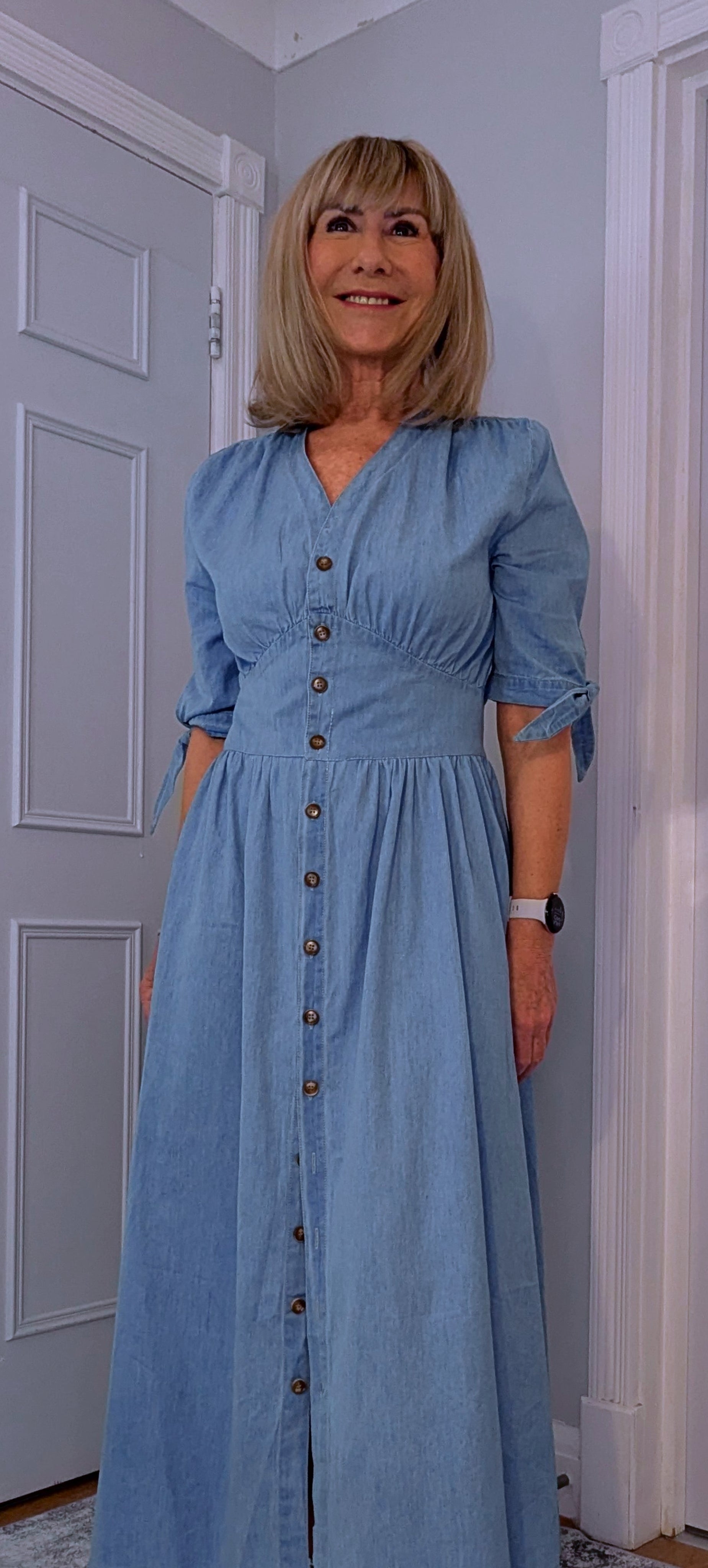 Binty Blue Denim Shirt Midi Dress