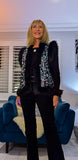Ella Faux Fur Trim Sleeveless Cardigan /Aqua Animal Print /Original Animal Print