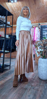 Rula Pleated Midi Skirt – Silky Feel with Chunky Waistband