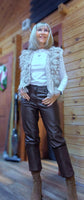 Adeline Sleeveless Fringe Cardigan – Taupe or Chocolate