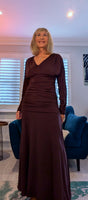 Aspen Ruched Dress – Autumnal Rust with Drop Waist & Slash Neck