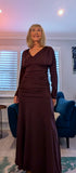 Aspen Ruched Dress – Autumnal Rust with Drop Waist & Slash Neck