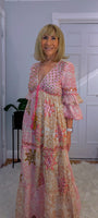 Clara Pink Boho Maxi Dress – Embroidered, Sequinned, 100% Cotton