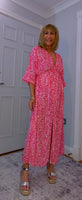 Romy Kimono Style Maxi Dress – Pink or Green Animal Print