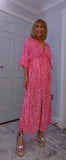Romy Kimono Style Maxi Dress – Pink or Green Animal Print