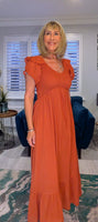 Eadie Shirred Prairie Dress – Cotton - Ecru - Terracotta