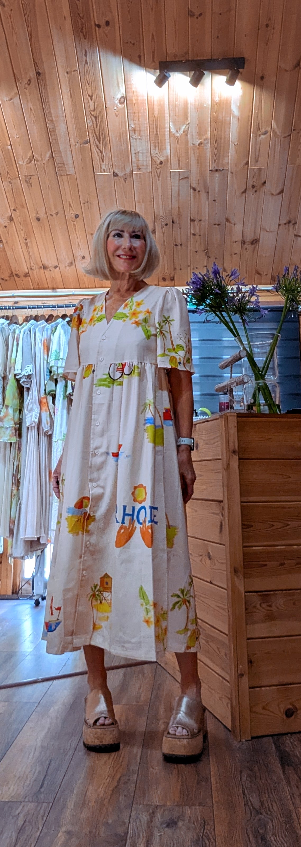 Fiona Printed Button-Front Midi Dress