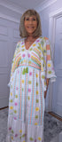 Julia White Bohemian Dress with Floral Embroidery