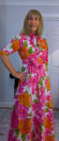 Josephine Pink Floral Cotton Shirt Dress with Tie Belt – Button-Up Summer Style