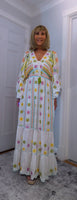 Julia White Bohemian Dress with Floral Embroidery