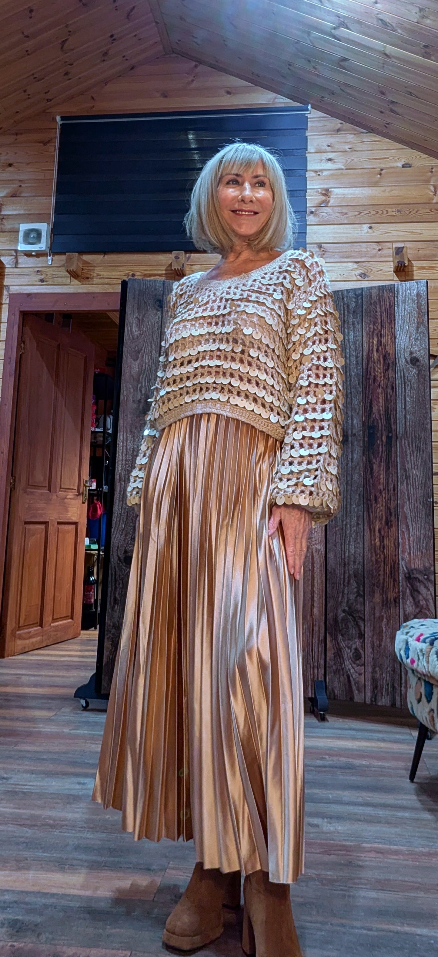 Gold sequin Soft Knit sweater 
