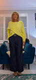 Janice Wrap Jumper – Super Soft Cable Knit in Yellow or Beige
