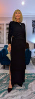 Martha Black Slinky Dress – Sparkle Side Split Evening Dress