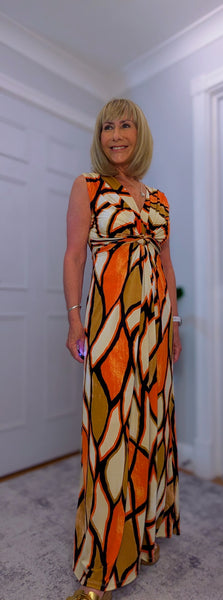 Connie Twist Maxi Dress – Bold Print Sleeveless Wrap Dress