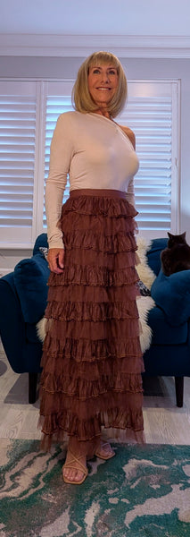 Holly Tulle Skirt – Caramel Layered Frilled Party Style