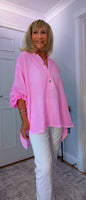 Hilary Cotton Blouse – Vivid Pink Oversized