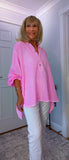 Hilary Cotton Blouse – Vivid Pink Oversized