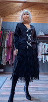 Farrah Black Sweater with Silver Sequin  Bows