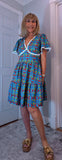 Codie Cotton Knee-Length Dress – Turquoise & Terracotta Boho Print