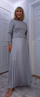 Phoenix Pleated Maxi Sweater Dress – Olive, Gold or Silver Grey