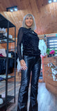 Audrey Sheer High-Neck Top – Velvet Bust with Sequin Detail