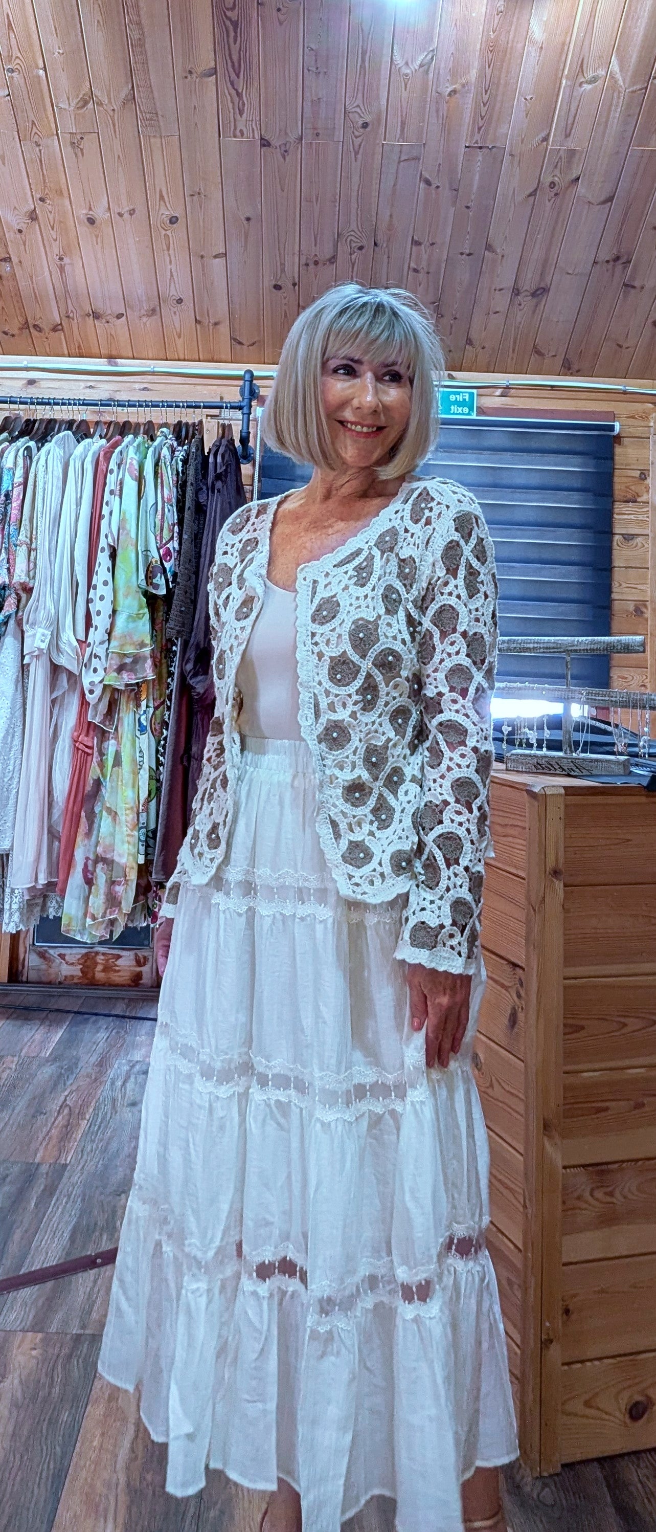 Outfit inspiration with a crochet cardigan and boho  skirt worn by ditsydi