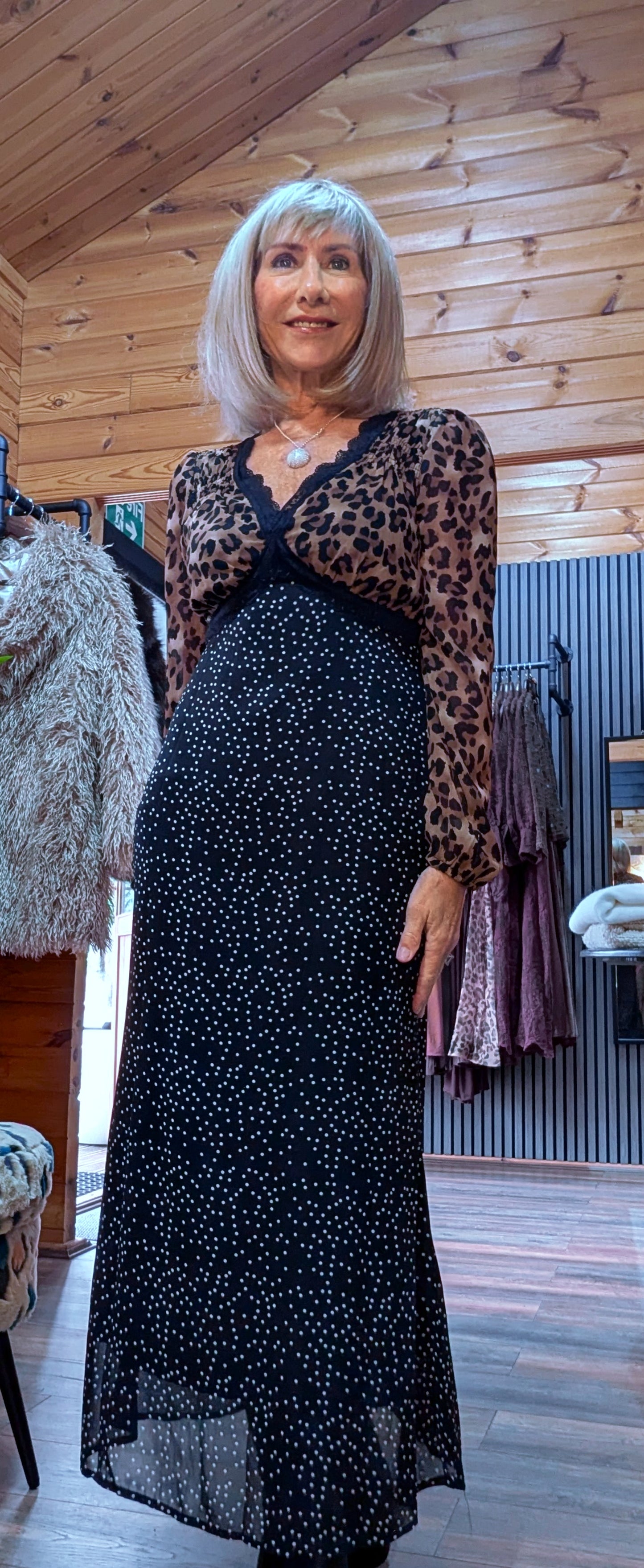 Ivanna Statement Midi Dress – Leopard Print - Polka Dot