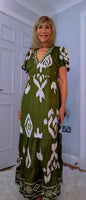 Nettie Boho Maxi Dress – Green or Blue, Flutter Sleeves, Elasticated Waist