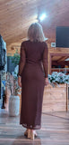 Monica Long Sleeves Mesh Midi Dress In Chocolate