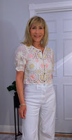 Tamara Crochet Cardigan – Vintage Puff Sleeve Knitwear