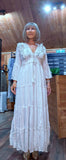 Julianna  White Bohemian Dress with Floral Embroidery
